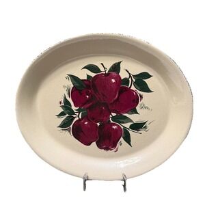 Vintage Home & Garden Party LTD Stoneware Red Apple Oval Platter 13 Inches USA